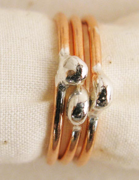 Set of 3 copper bands with Sterling silver nuggets ($30).