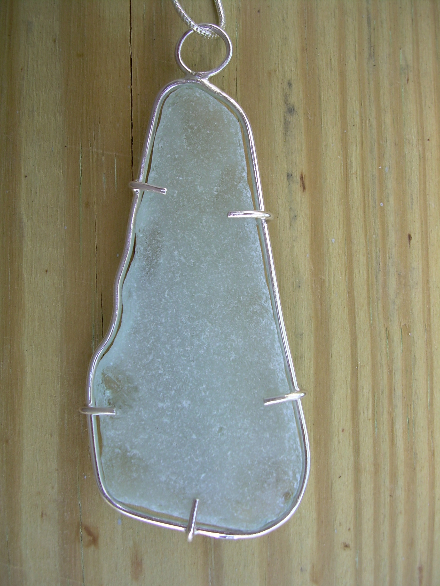 Light Green Beach Glass set with 18 Gauge Sterling Silver Wire