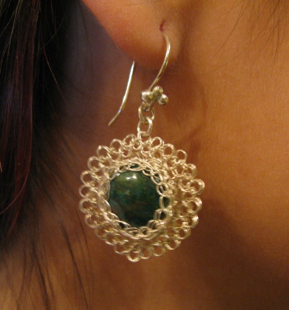 Fine Silver Earrings with Intricate Wire wrapping